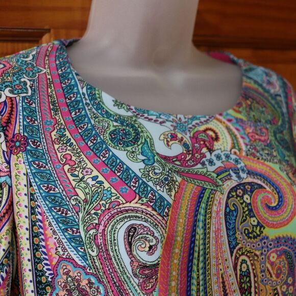 Tommy Hilfiger Y2K Floral Paisley Mini Dress 6 - Bell Sleeve A-Line Vintage - Picture 5 of 13